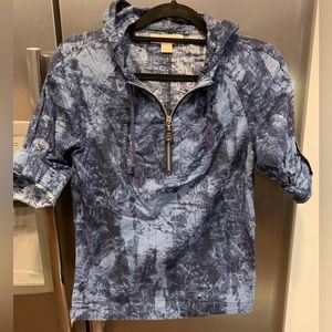 Michael Michael Kors Tie Dye lightweight 3/4 zip up roll tab shirt with hood XS